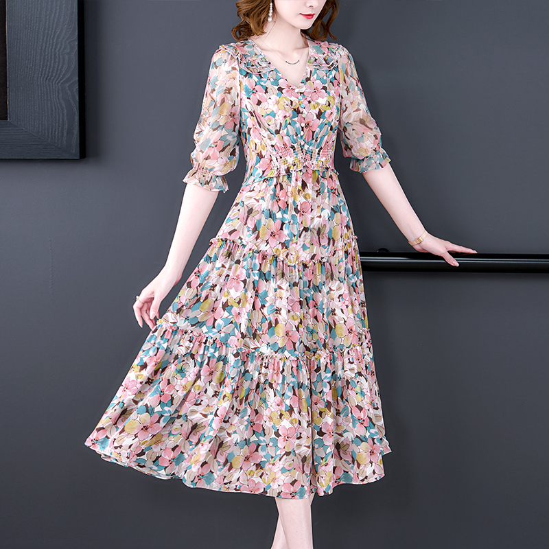 Summer Floral Natural Silk V-N - Midi Skirt Floral review and price