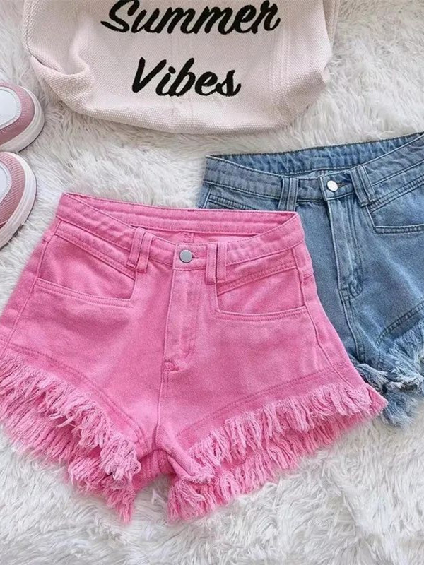 Casual Korean Style Frayed Hem - Shorts Denim Frayed review and price