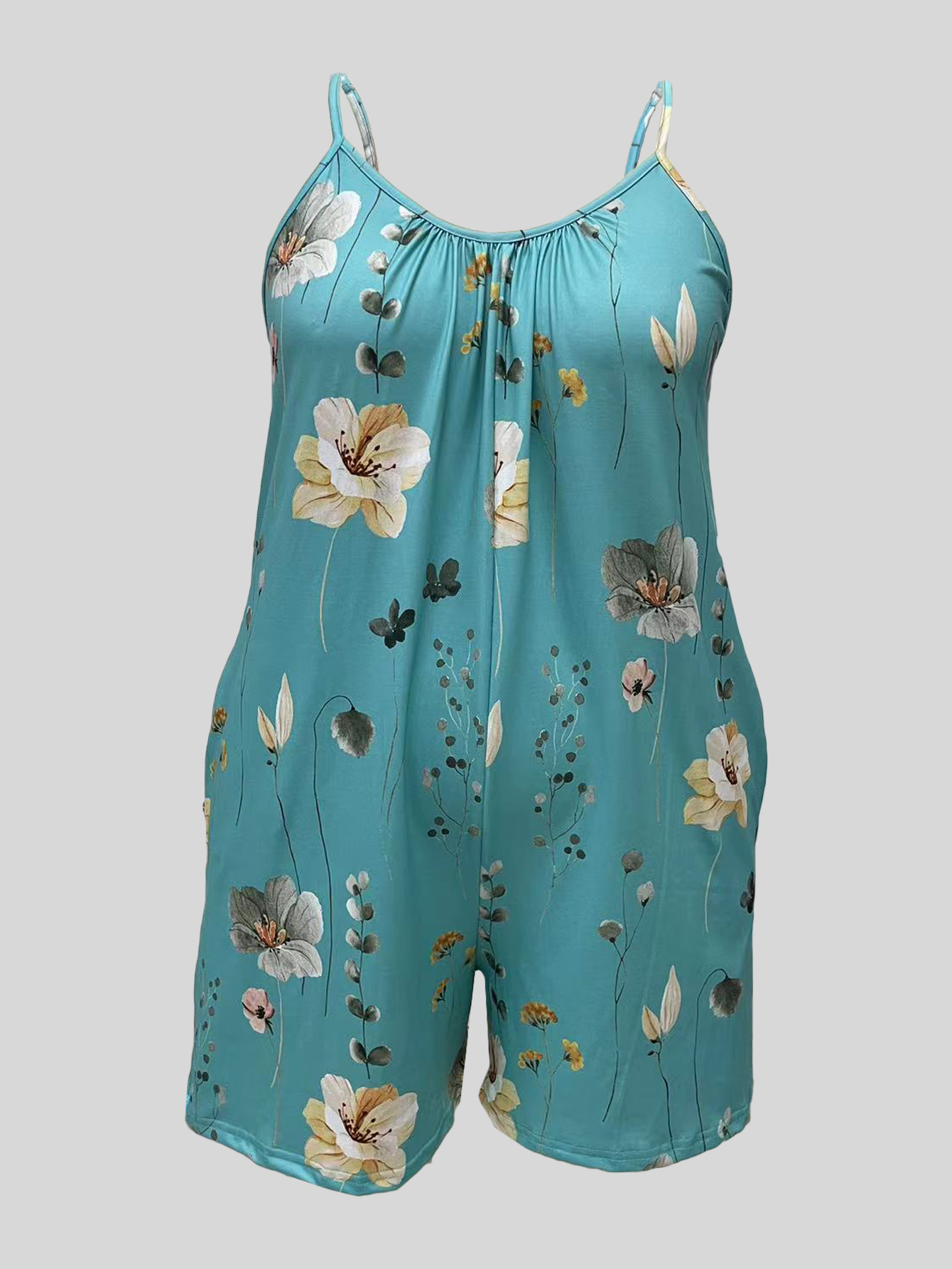 Plus Size Allover Print Cami R - Romper Floral Print review and price