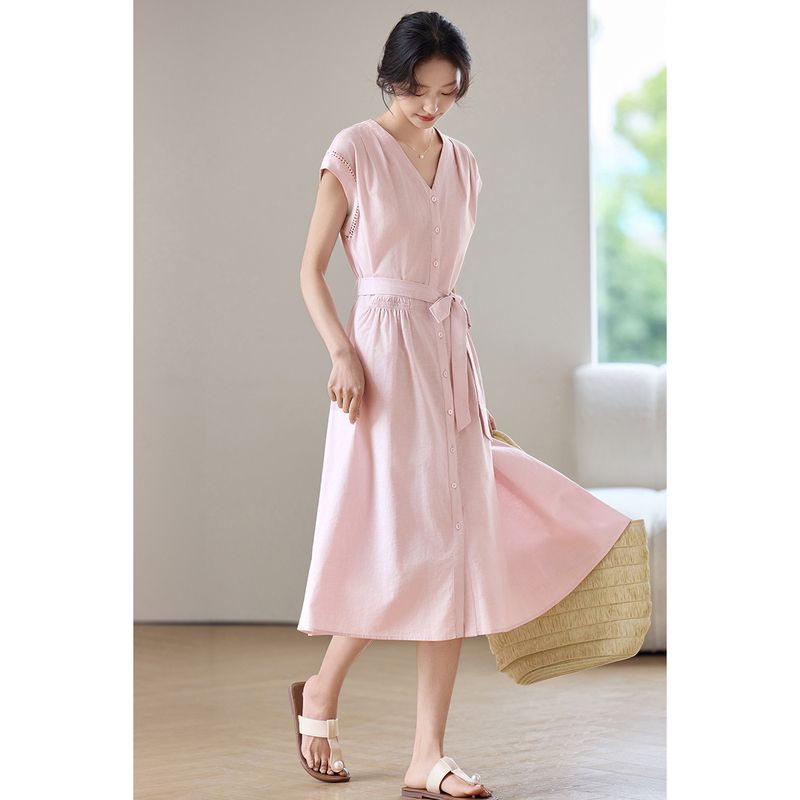 SENTUBILA Women's Midi Pink Dr - Linen Dress Wrap review and price