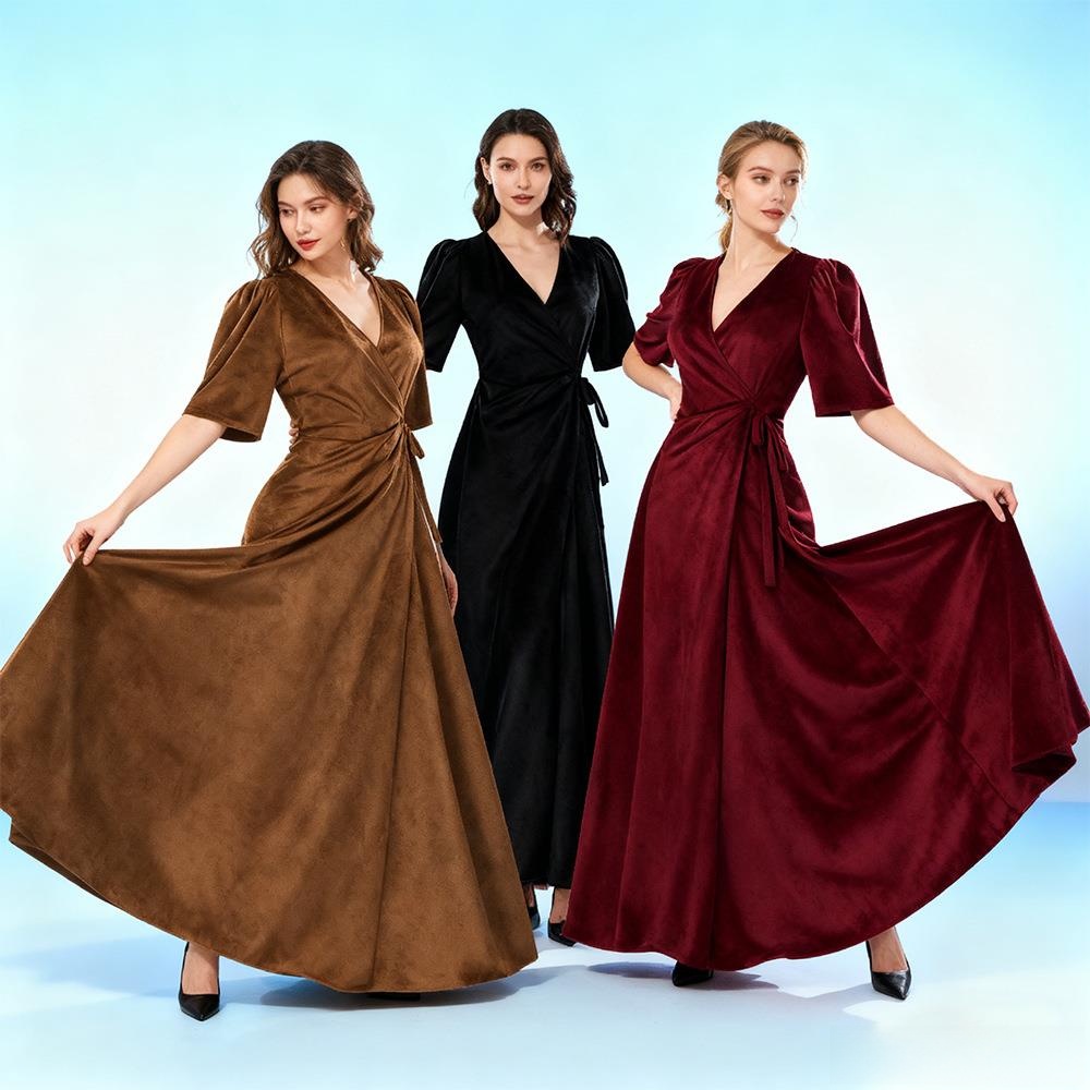 Ladies Long V-Neck Wrap Slim P - Linen Dress Wrap review and price