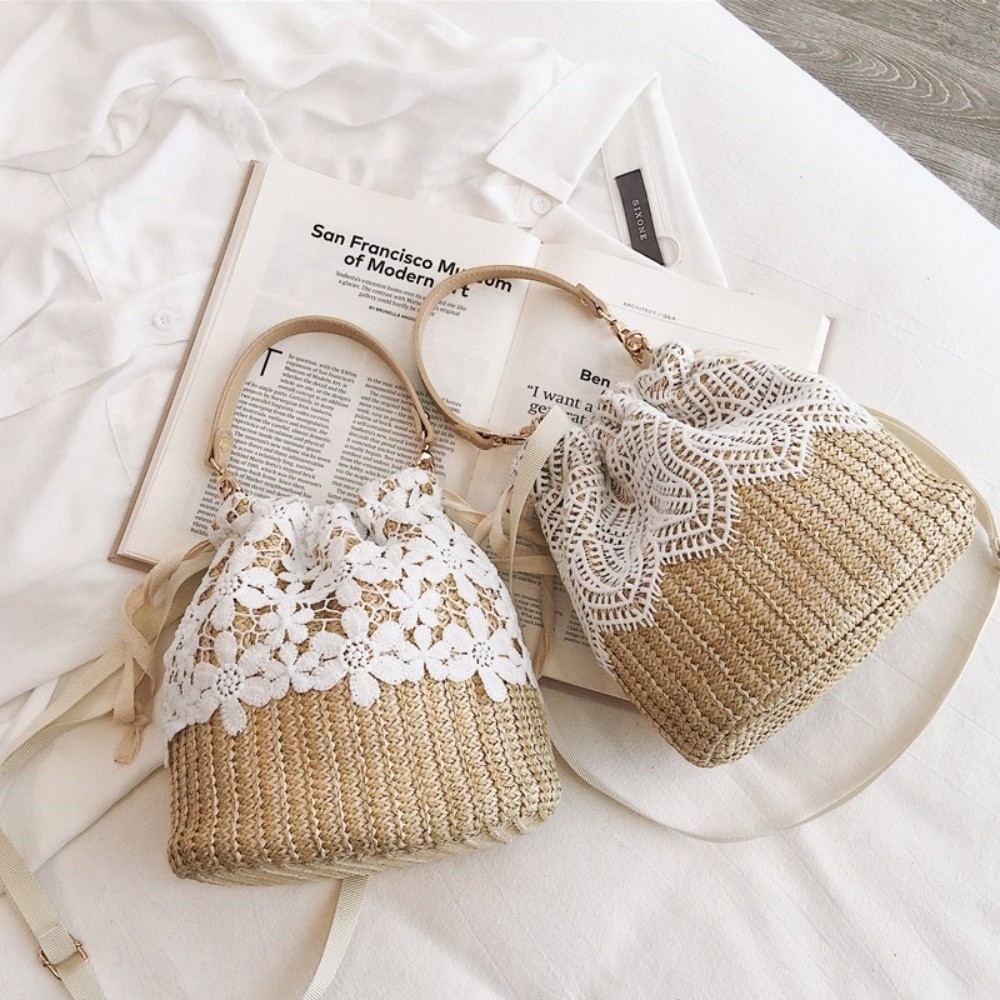 Vintage Lace Straw Shoulder Ba - Tote Bag Beach review and price
