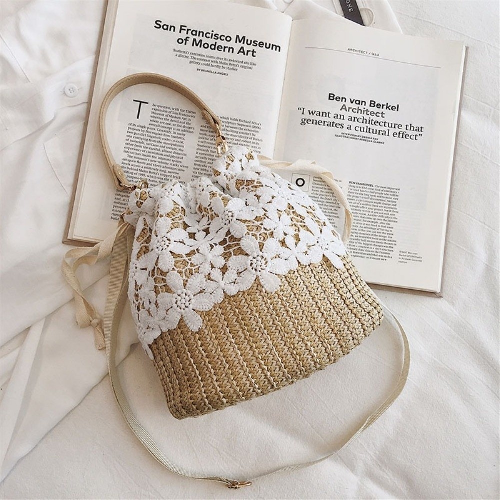 Vintage Lace Straw Shoulder Ba - Tote Bag Beach review and price