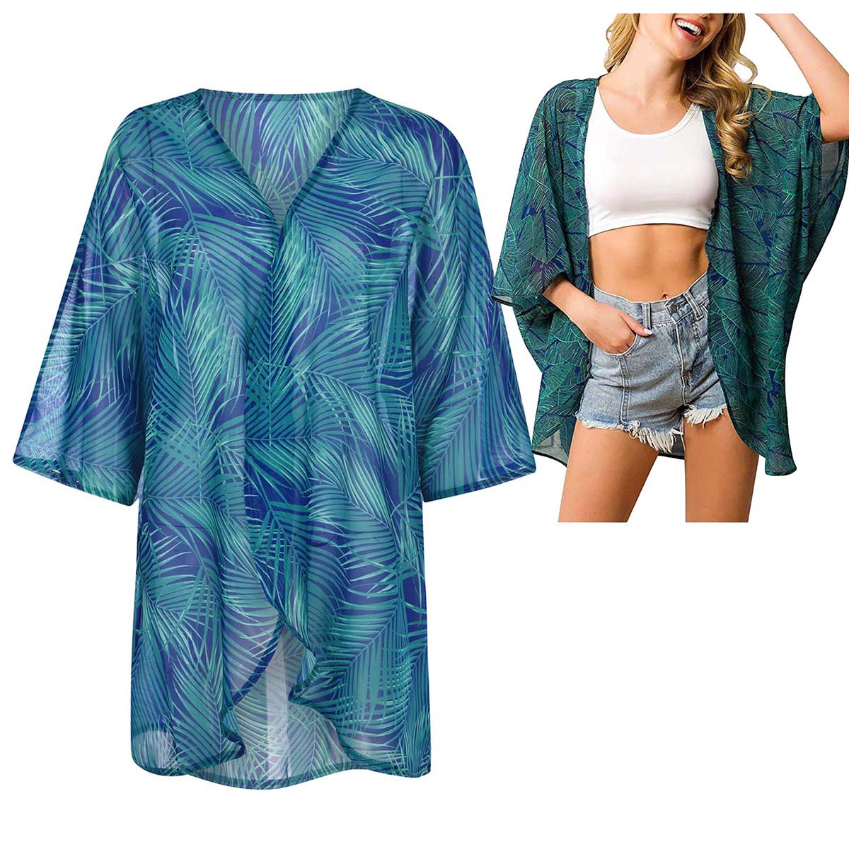 Women's Loose Sheer Chiffon Ki - Kimono Sheer Floral review and price
