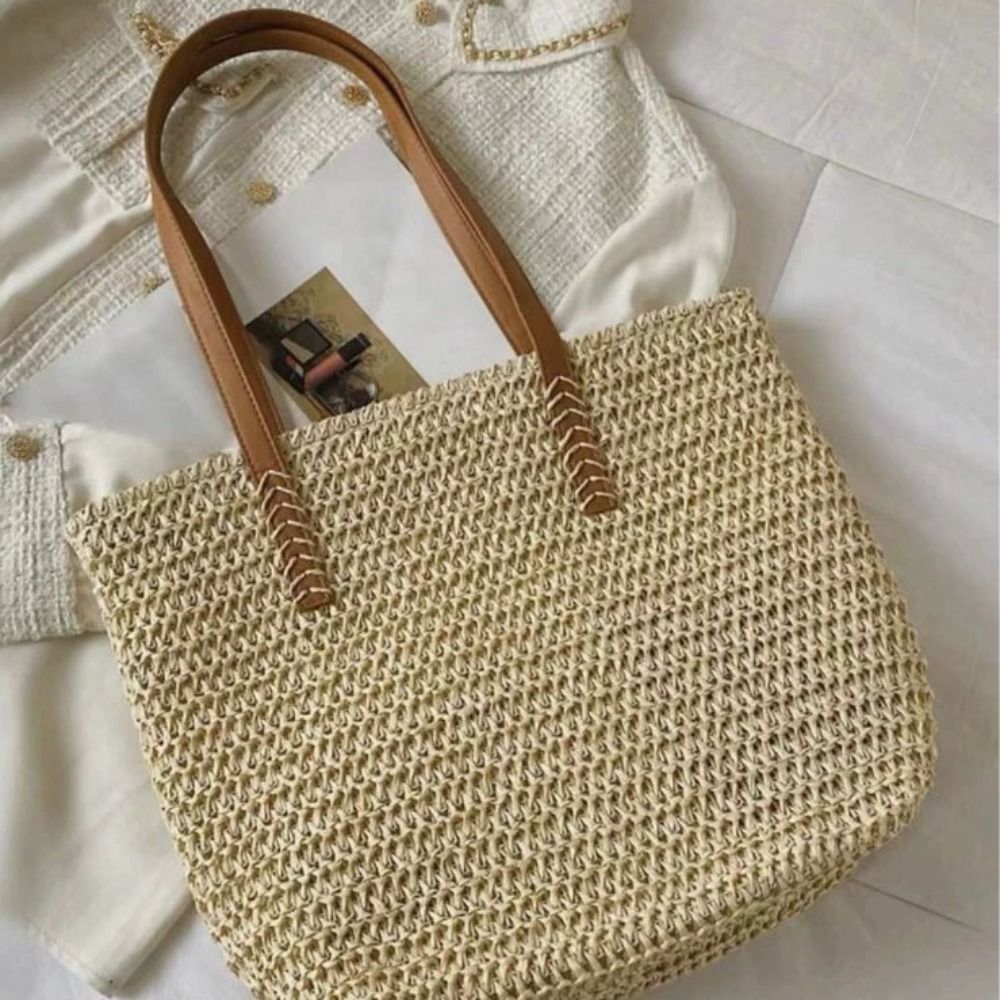 Cute Solid Color Weave Straw T - Tote Bag Beach review and price