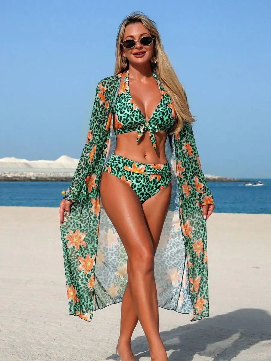 Womens 3-Piece Leopard Floral  - Kimono Sheer Floral review and price