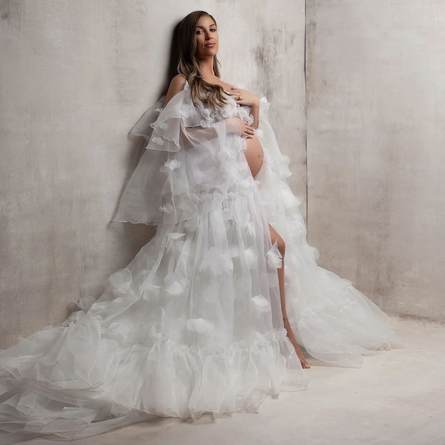White Floral Tulle Bridal Wrap - Kimono Sheer Floral review and price