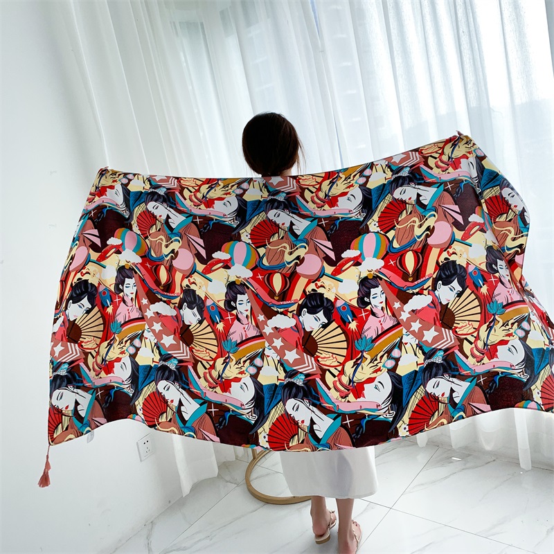 90x185cm Cotton Linen Print Su - Linen Dress Wrap review and price