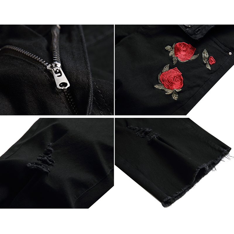 2026 Summer Men's Red Rose Emb - Shorts Denim Frayed review and price
